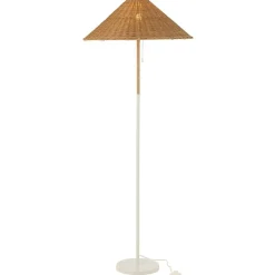 Lampadaire en métal et rotin beige 61x61x154 cm