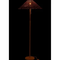 Lampadaire en métal et rotin beige 61x61x154 cm