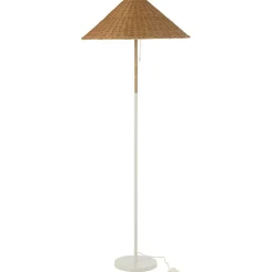 Lampadaire en métal et rotin beige 61x61x154 cm