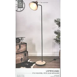 Lampadaire en métal noir 145 cm