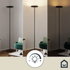 Lampadaire en métal noir mat LED intégrée 2500lm dimmable 35W ⌀30xH.181cm, Goodhome Songor
