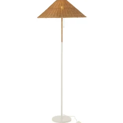 Lampadaire en Rotin "Preston" 154cm Naturel & Blanc