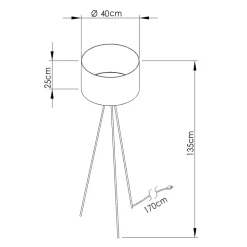 Lampadaire en tissu/PVC/acier 1 lampes 40x40x135cm Sollux