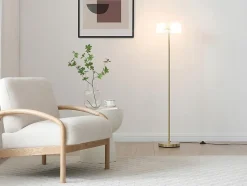 Lampadaire en verre et laiton doré - D.30 x H.145 cm- LACAYA