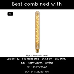 Lampadaire ESTERAD en verre avec 1xE27 - Jaune Ocre - Lucide