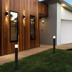 Lampadaire extérieur 'Torcia' hauteur 80 cm, en métal et plastique noir, E27