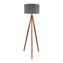 Lampadaire FILCO D 45cm H 147cm bois plastique brun gris douille E27 salon chambre a manger chambre style moderne