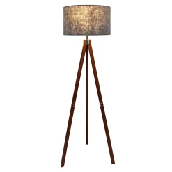 Lampadaire FILCO D 45cm H 147cm bois plastique brun gris douille E27 salon chambre a manger chambre style moderne