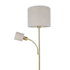 Lampadaire FILOMENA 165 cm style moderne metal plastique textile laiton mat beige hauteur 165 cm D: 30 cm douille E27 interrupteur