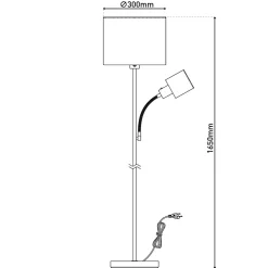 Lampadaire FILOMENA 165 cm style moderne metal plastique textile laiton mat beige hauteur 165 cm D: 30 cm douille E27 interrupteur