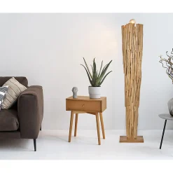 Lampadaire H. 171 cm assemblage bouts de bois de teck massif - ED