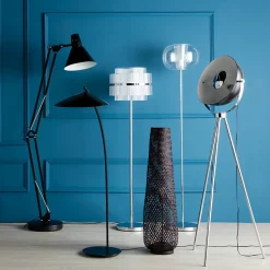 Lampadaire Harchies GoodHome E27 noir mat