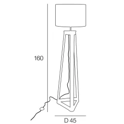 Lampadaire Honore Corep E27 IP20 60W bois foncé noir