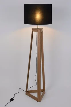 Lampadaire Honore Corep E27 IP20 60W bois foncé noir