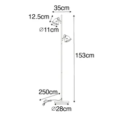 Lampadaire industriel en acier et bois 2 lumières - Emado