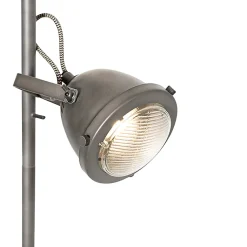 Lampadaire industriel en acier et bois 2 lumières - Emado