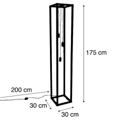 Lampadaire industriel noir 3 lumières - Big Cage