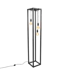 Lampadaire industriel noir 3 lumières - Big Cage