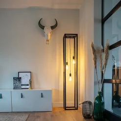 Lampadaire industriel noir 3 lumières - Big Cage