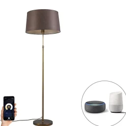 Lampadaire intelligent bronze avec abat-jour marron 45 cm avec Wifi A60 - Parte