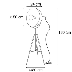Lampadaire intelligent industriel noir trépied avec WiFi A60 - Magna 50 Eglip