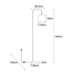 Lampadaire intelligent noir avec or avec Wifi A60 - Lofty