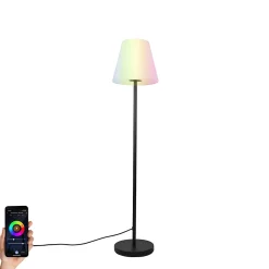 Lampadaire intelligent noir avec abat-jour blanc 35 cm IP65 avec WiFi A60 - Virginia