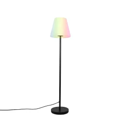 Lampadaire intelligent noir avec abat-jour blanc 35 cm IP65 avec WiFi A60 - Virginia