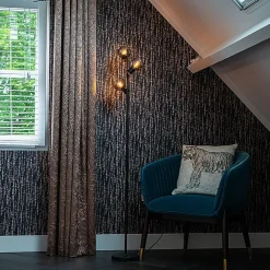 Lampadaire intelligent noir avec verre fumé, inclut 3 ampoules Wifi P45 - Vidro