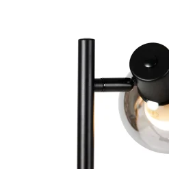 Lampadaire intelligent noir avec verre fumé, inclut 3 ampoules Wifi P45 - Vidro