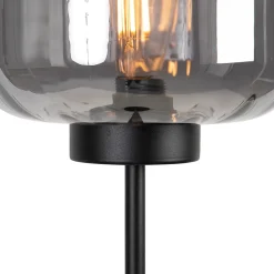 Lampadaire intelligent noir avec verre fumé incl. Wifi ST64 - Qara