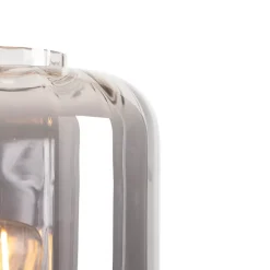 Lampadaire intelligent noir avec verre fumé incl. Wifi ST64 - Qara