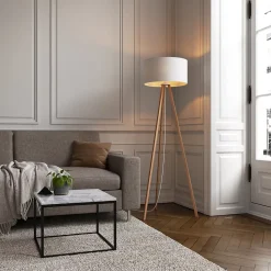 Lampadaire intérieur Petronia en bambou E27 15W ⌀62 x H.148cm GoodHome