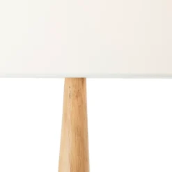 Lampadaire Kirou blanc pied bois IP20 E27 H.150cm Brilliant