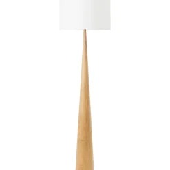 Lampadaire Kirou blanc pied bois IP20 E27 H.150cm Brilliant