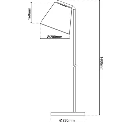 Lampadaire 'KORIE', lampadaire en métal noir, avec douille E27, hauteur 140 cm, pour le salon et le bureau