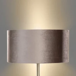 Lampadaire laiton avec abat-jour en velours taupe 50 cm - Simplo