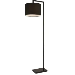 Lampadaire Lampe à Pied Avec Abat-jour Métal Et Tissu Noir 161 Cm lux.pro