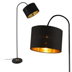 Lampadaire Lampe à Pied Cadre En Métal Et Abat-jour En Tissu 1 X E27 Noir 173 Cm lux.pro