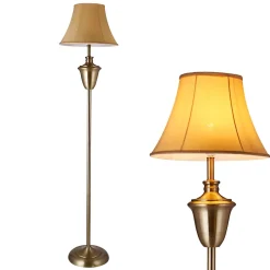 Lampadaire Lampe à Pied Lampe Torchère Cuivre Poli 157 Cm Beige Brun Blanc lux.pro