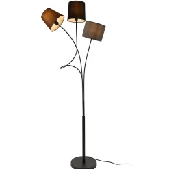 Lampadaire Lampe Sur Pied 3 X E14 Hauteur 146 Cm 3 Abat-jour Marron Noir Gris Armature Noir lux.pro