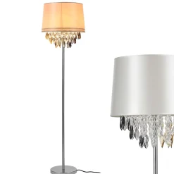 Lampadaire Lampe Sur Pied Métal Poli Tissu Blanc Chrome E27 161 Cm lux.pro
