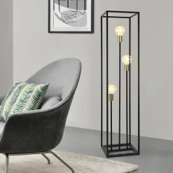 Lampadaire Lampe Sur Pied Métal E27 Noir 140 X 30 X 30 Cm lux.pro