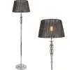 Lampadaire Lampe Sur Pied Métal Et Tissu Chrome Et Gris 1 X E27 lux.pro