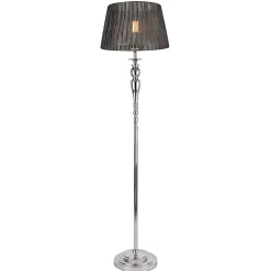 Lampadaire Lampe Sur Pied Métal Et Tissu Chrome Et Gris 1 X E27 lux.pro