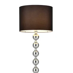 Lampadaire Lampe Sur Pied Métal Tissu Noir Chrome 155 Cm Diamètre 48 Cm E27 lux.pro