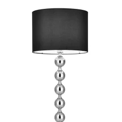 Lampadaire Lampe Sur Pied Métal Tissu Noir Chrome 155 Cm Diamètre 48 Cm E27 lux.pro