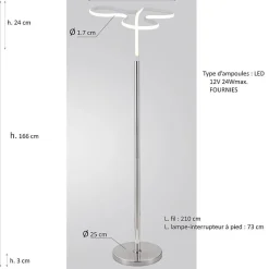 Lampadaire LED 166 cm design trèfle pied métal chromé - CLOVER