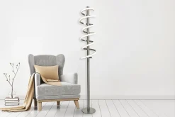 Lampadaire LED BELLEZA 140cm metal plastique nickel mat blanc LEDs fixes salon salle a manger chambre bureau moderne