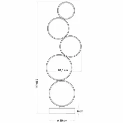 Lampadaire LED cercles superposés en métal noir - Newton